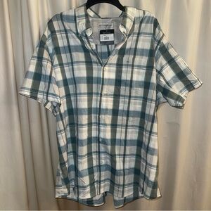 Eddie Bauer Blue and White Plaid Casual Shirt